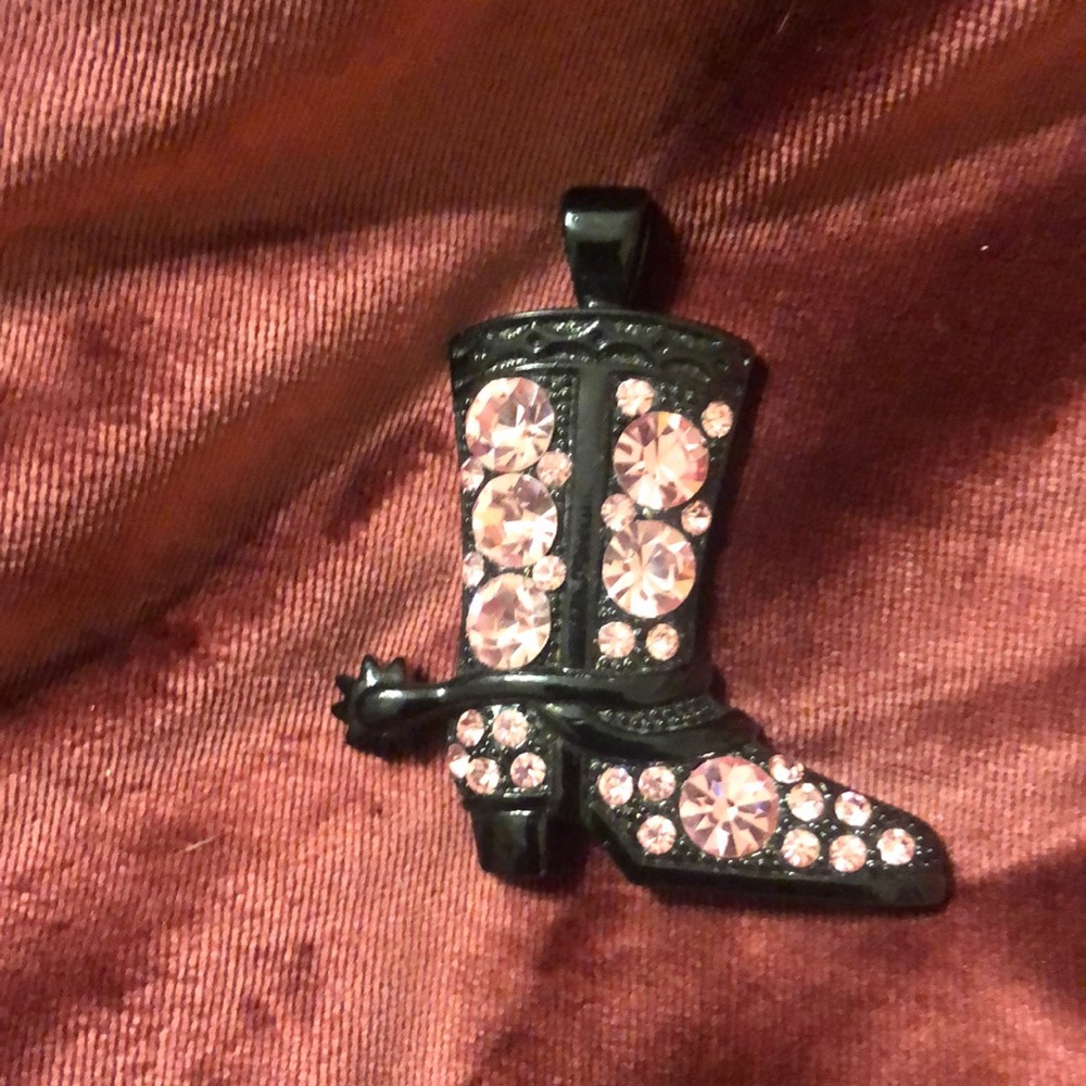 NWT black and pink boot necklace slide